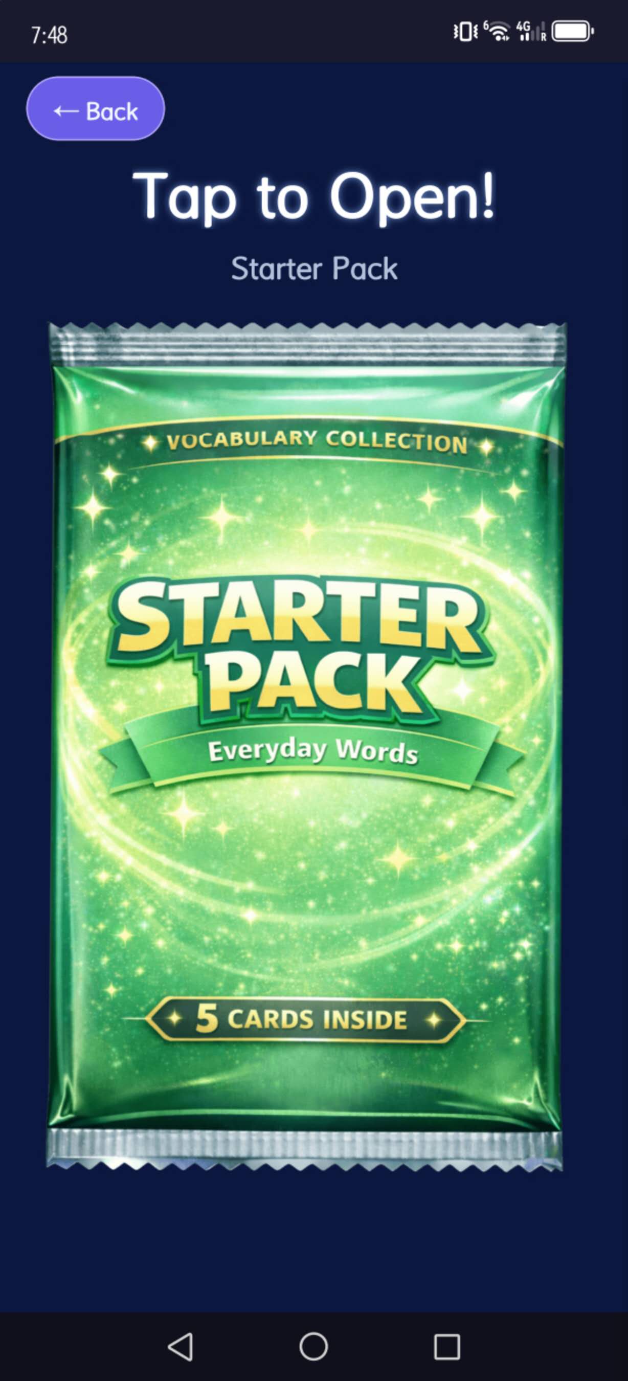 Opening a pack in VocaPack